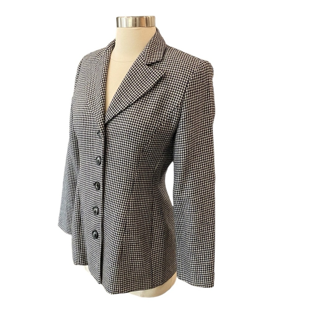 Wool Houndstooth Pattern Blazer Jacket Vintage Y2k - image 4